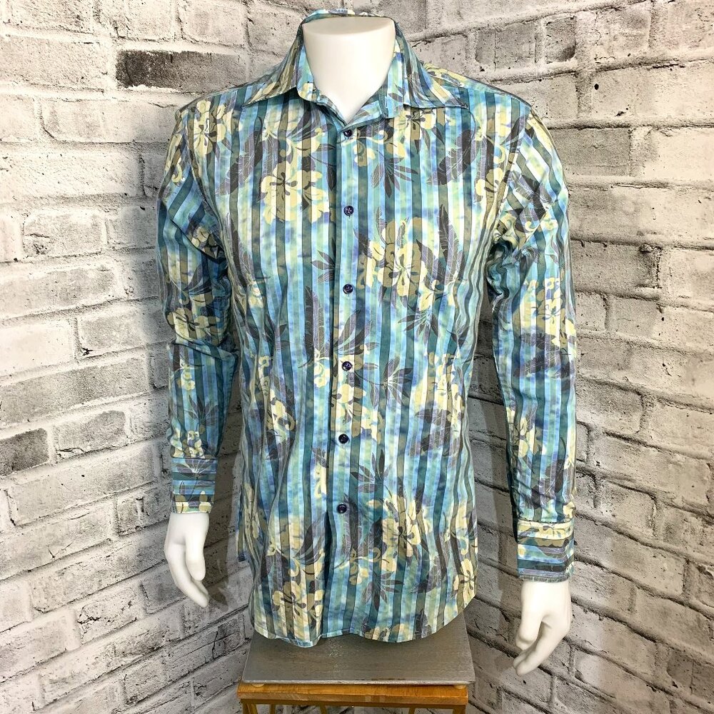 Klauss Boehler Casual Button Down Tropical Floral Print Shirt